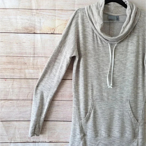 Athleta Cowl Neck Sweatshirt Women's Size Small S Oatmeal Kangaroo Pocket - Picture 5 of 13